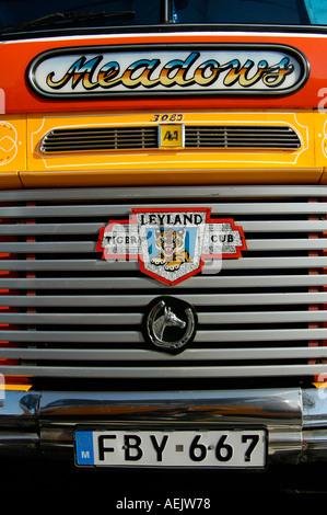 Front of old Leyland bus in Malta island Stock Photo