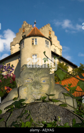 Stone devil in the old part of town of Meersburg, district Ueberlingen, Baden-Wuerttemberg, Germany Stock Photo