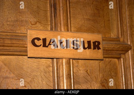 Sign inclosure, Abbey Maria Laach, Rhineland - Palatinate, Germany Stock Photo