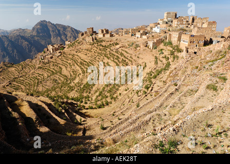 Mountain village Shaharah, Yemen Stock Photo