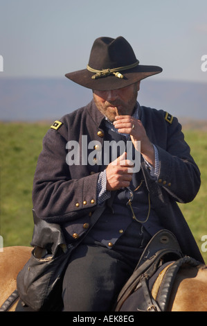 American Civil War Union officer after the reenactment of the Battle of Third Winchester Stock Photo