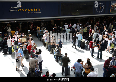 Eurostar Waterloo International train satation check in. Stock Photo