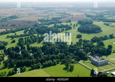 Althorp House and the Oval Lake, Earl Spencer family estate and parkland, Great Brington, Northamptonshire aerial view 2007 2000s  HOMER SYKES Stock Photo