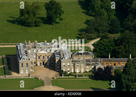 Althorp House aerial view of where Princess Diana of Wales is buried in an oval lake nearby.Great Brington Northamptonshire England 2000s HOMER SYKES Stock Photo