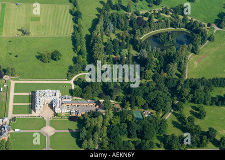 Althorp House and the Oval Lake, Earl Spencer family estate and parkland, Great Brington, Northamptonshire aerial view 2007 2000s  HOMER SYKES Stock Photo