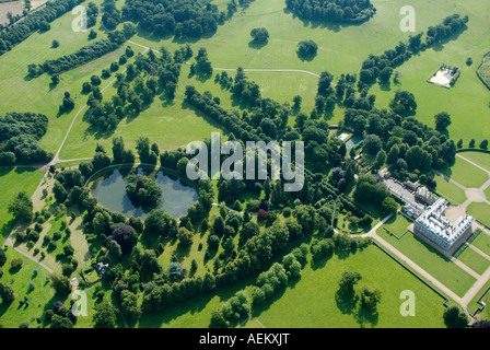 Althorp House and the Oval Lake, Earl Spencer family estate and parkland, Great Brington, Northamptonshire aerial view 2007 2000s  HOMER SYKES Stock Photo