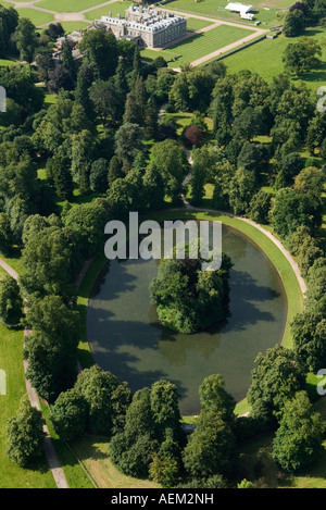 Althorp House and the Oval Lake, Earl Spencer family estate and parkland, Great Brington, Northamptonshire aerial view 2007 2000s  HOMER SYKES Stock Photo