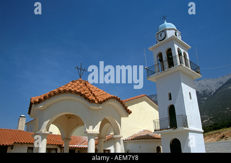 Bell and clock tower in Monastery, Sission, Kefalonia, Greece Stock Photo