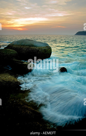 waves at sunset, Kata Beach, Phuket, Thailand Stock Photo