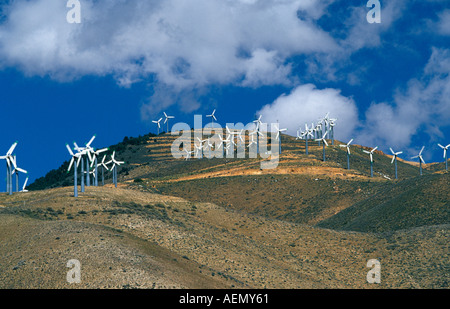 wind turbines in the Tehachapi hills california usa Stock Photo