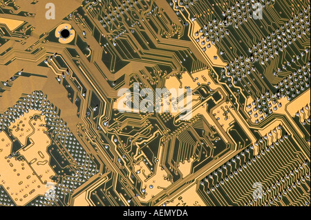 Detail of computer printed circuit board Stock Photo