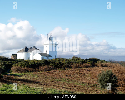 LIGHTHOUSE ABOVE CROMER TOWN AND PART OF GOLF COURSE NORFOLK EAST ANGLIA ENGLAND UK Stock Photo