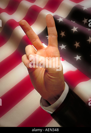 American flag with peace sign Stock Photo