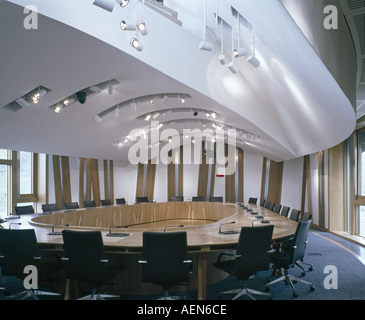 The Scottish Parliament, Edinburgh, Scotland. Committee room. Architect: EMBT-RMJM Stock Photo