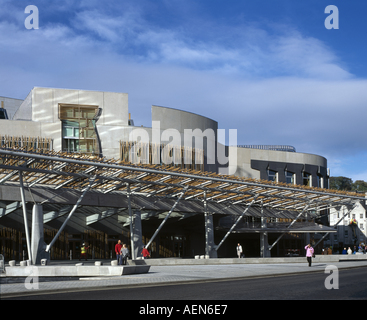 The Scottish Parliament, Edinburgh, Scotland. Public entrance. Architect: EMBT-RMJM Stock Photo