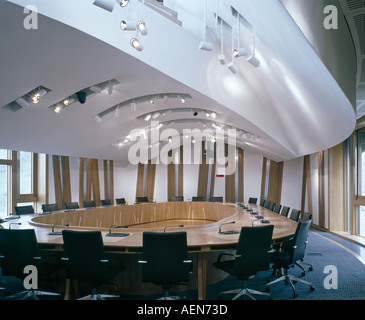 The Scottish Parliament, Edinburgh, Scotland. Committee room. Architect: EMBT-RMJM Stock Photo