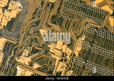 Detail of computer printed circuit board Stock Photo