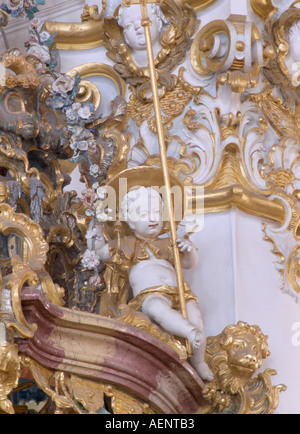 Wies, Wieskirche bei Steingaden, Putte an der Kanzel Stock Photo