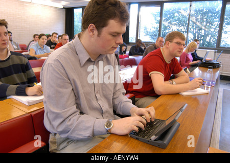 Students using laptop computers Law lecture Aberystwyth University Ceredigion west wales Stock Photo