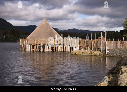 dh Scottish Crannog Centre LOCH TAY PERTHSHIRE Ancient historic dwelling house reconstruction on historical sites at Kenmore Scotland Stock Photo