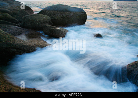 waves at sunset, Kata Beach, Phuket, Thailand Stock Photo