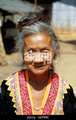 Woman from Hmong Hill Tribe, Huay Luk Village, Chiang Dao District, Chiang Mai Province, Thailand Stock Photo