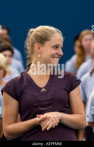 Anna Chakvetadze smiles during the awards ceremony at the 2007 Acura Classic tennis tournament, La Costa California. Stock Photo