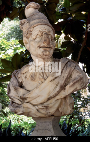 Churriana bei Malaga, Retiro Garten, Büste, fuente de la sirena Stock