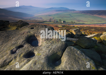 Looking down into Hope Valley from atop Stanage Edge Stock Photo