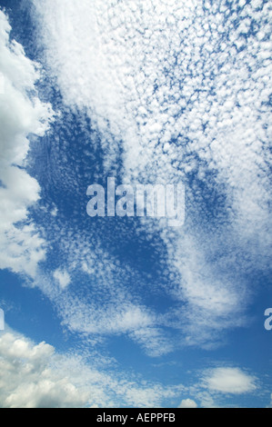 Altocumulus clouds over Stratford on Avon Warwickshire UK August 2005 Stock Photo