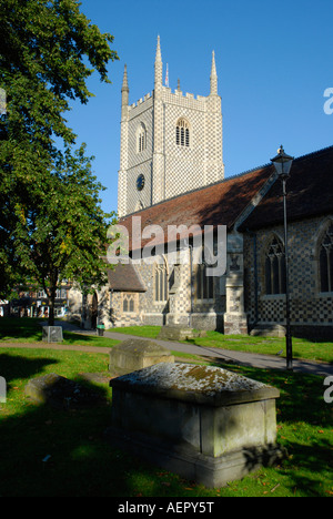 View of Reading Minster Church of St Mary the Virgin and churchyard Reading Berkshire England Stock Photo