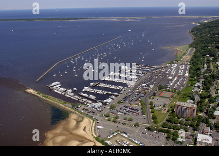 Aerial view of Atlantic Highlands Marina near Sandy Hook, New Jersey, U.S.A. Stock Photo