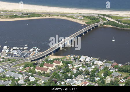 Aerial view of bridge to Sandy Hook, Atlantic Highlands, New Jersey ...