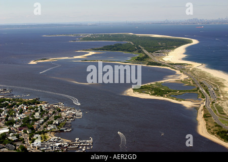 Aerial view of Atlantic Highlands and Sandy Hook, New Jersey, U.S.A.(prior to Superstorm Hurricane Sandy) Stock Photo