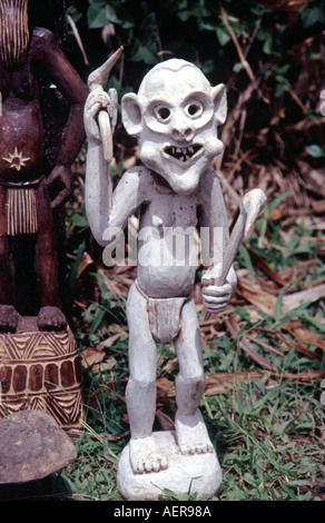 Mud Men souvenirs for sale in  Highlands Papua New Guinea Stock Photo