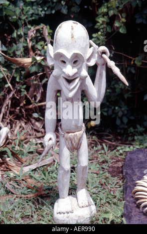 Mud Men souvenirs for sale in  Highlands Papua New Guinea Stock Photo