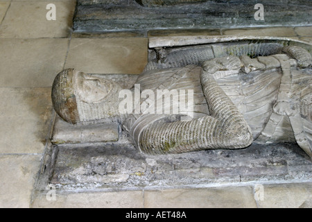 Statue of one of the Knights Templar in the Temple church in London England Stock Photo