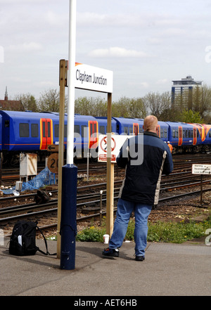 Trainspotting at Clapham Junction train station in London, UK Stock Photo