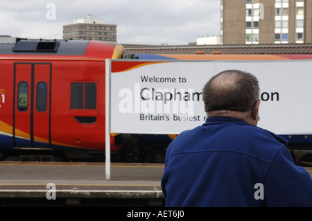 Trainspotting at Clapham Junction train station in London, UK Stock Photo