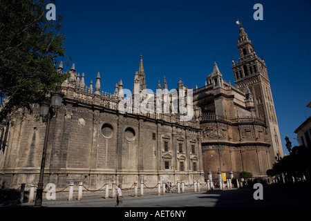Seville Cathedral as viewed from Plaza Virgen Stock Photo