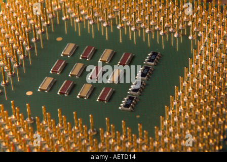 Close up of microprocessor pins Stock Photo