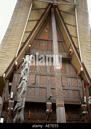 Indonesia Bali Taman Burung Bali Bird Park detail of Toraja style house Stock Photo