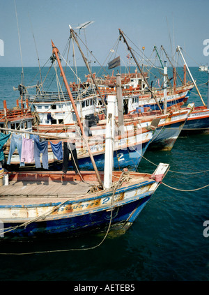 Thailand Hua Hin fishing boats near the jetty Stock Photo