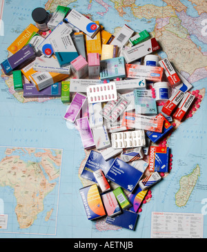 Medecines from Europe destined for Africa Stock Photo