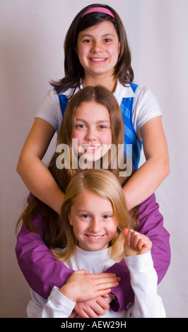 Three young female cousins Stock Photo