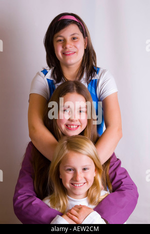 Three young female cousins Stock Photo