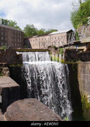 Sir Richard Arkwright first water powered spinning cotton mill at Cromford Mill Cromford Derbyshire England Stock Photo