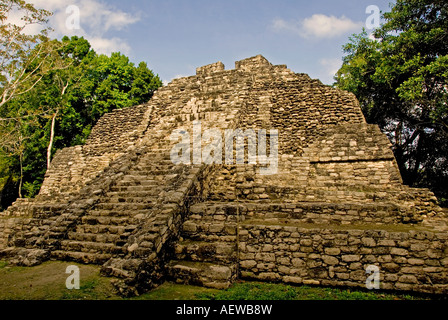 Costa Maya Mexico Chacchoben Mayan ruin Temple Templo 10 Pyramid Stock Photo