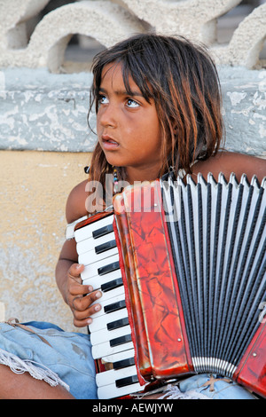 Albanian Gypsy Girl With Accordion Old Rhodes Town Rhodes Greece Hellas ...