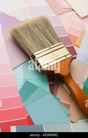 Paint brush and color samples Stock Photo